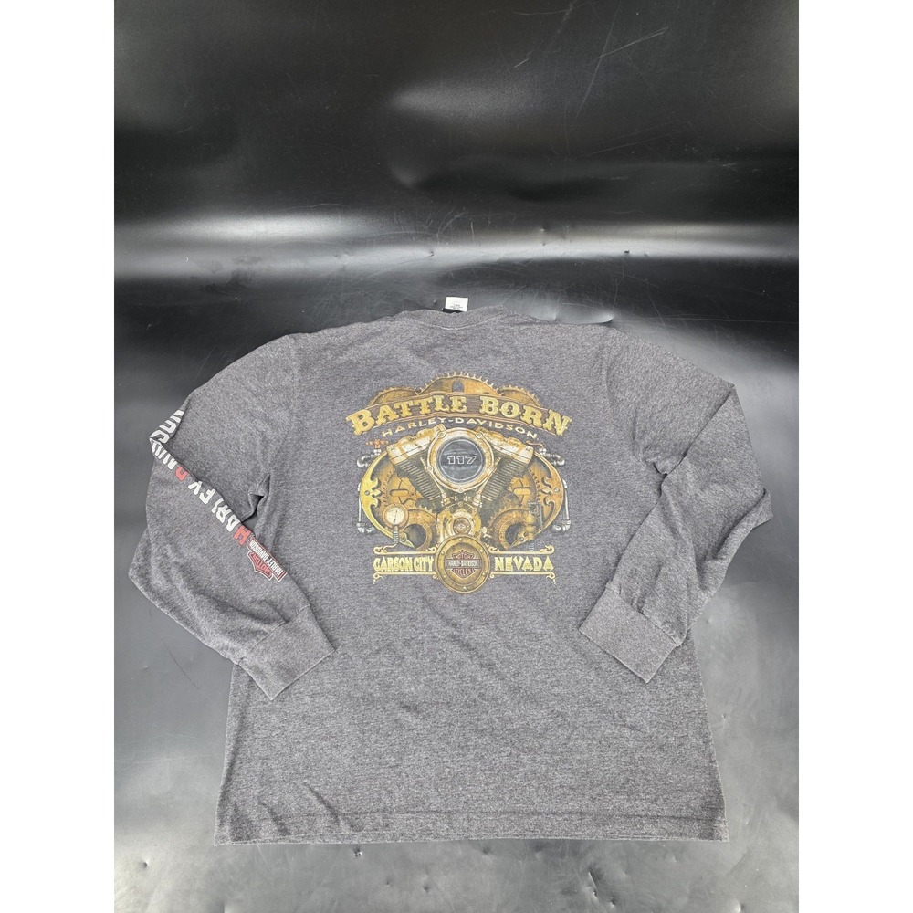 Harley Davidson Battle Born Carson City Nevada Gears Graphic 2019 Size L Long - Picture 2 of 9